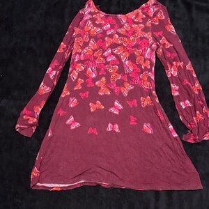 Justice Butterfly Print Dress - Pink and Red